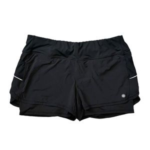 Athleta Womens Black Ready Set 2 In 1 Short Size XL Running Spandex Lined Pocket
